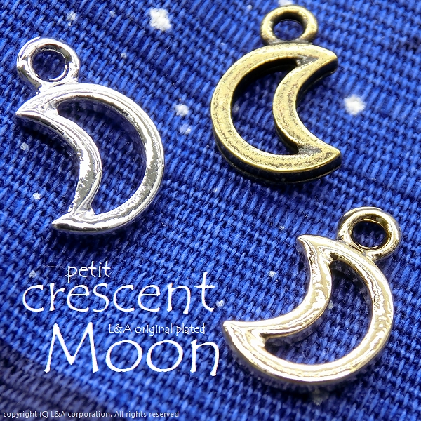★L&A Original Parts★K16GP&本ロジウム&金古美★三日月♪ムーンチャーム♪“petit crescent”