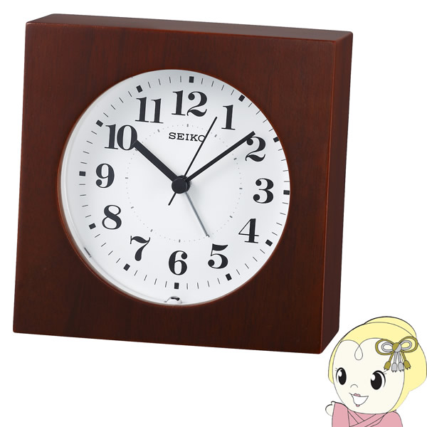 セイコー SEIKO 掛け時計 置き時計 兼用 アナログ アラーム 木枠 茶 木地 ブラウン ナチュラルスタイル