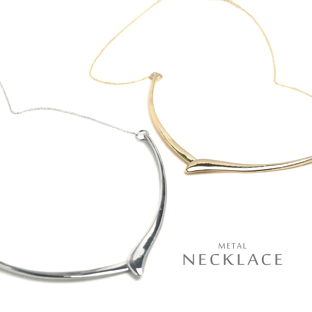 ☆20%OFF☆【惹きつける胸元】存在感バッチリの大きめアクセサリー♪ ワイドラインネックレス