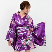 1037サテン和柄豪華花魁ミニ着物ドレス 和柄 よさこい 花魁 コスプレ キャバドレス