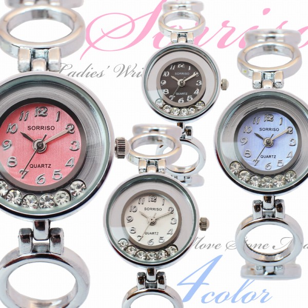 正規品SORRISOソリッソ 可愛いまんまるケースのチェーン風ブレスレット腕時計 SR046L レディース腕時計
