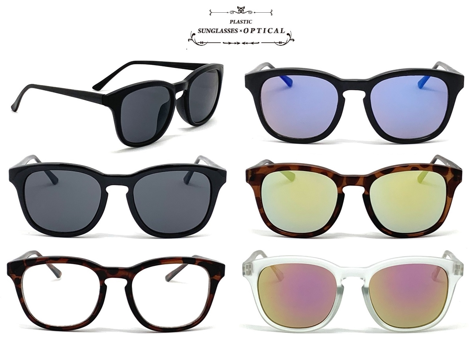 Sunglasses Optical ライトカラーレンズ ミラーレンズ サングラス 伊達メガネ 全5色 ファッション雑貨 株式会社 ビッグシャイン 問屋 仕入れ 卸 卸売の専門 仕入れならnetsea