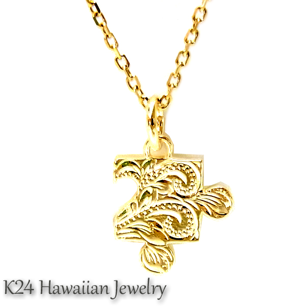 ハワイアンジュエリー K24 純金 コーティング k24 ペンダント ネックレス  プルメリア