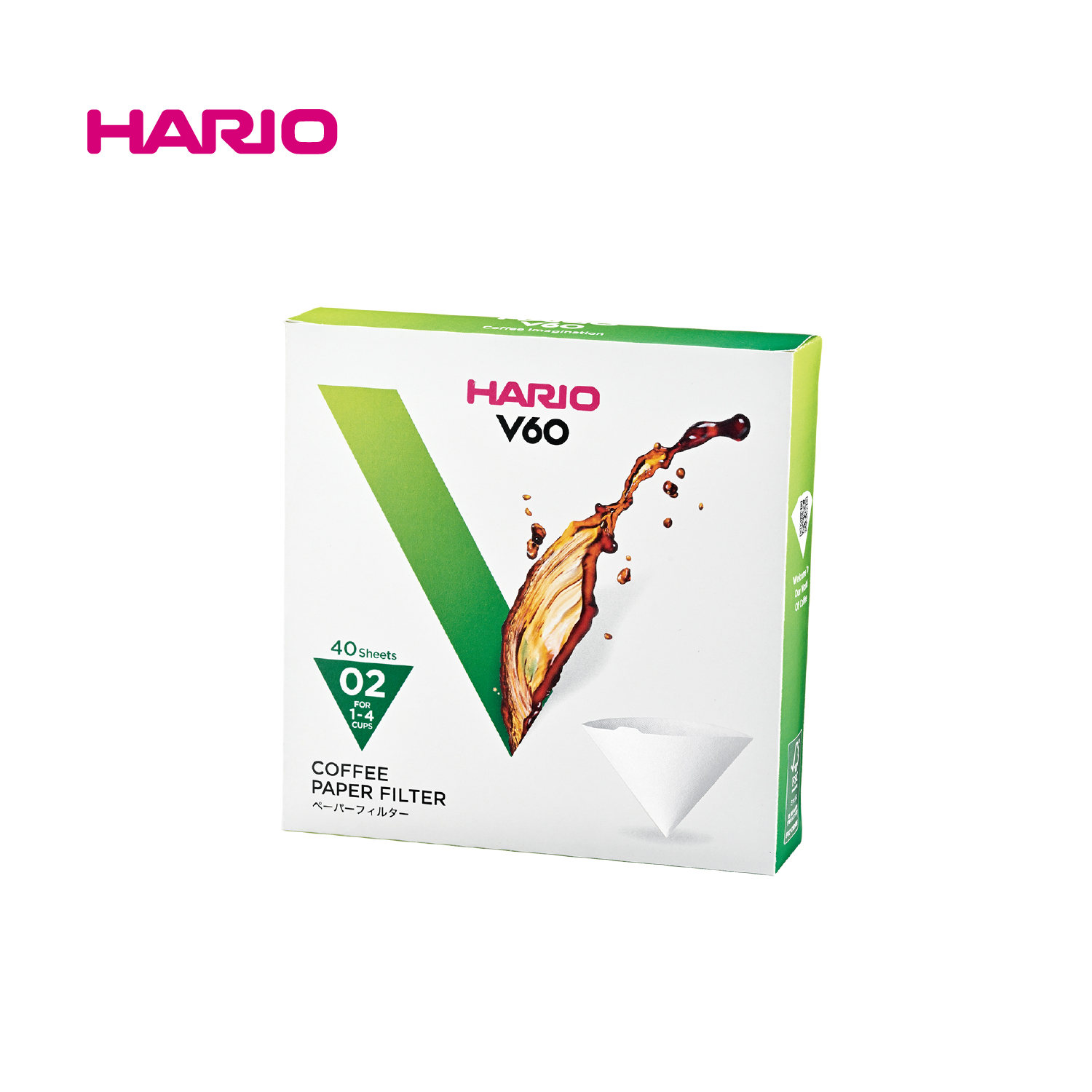 2023年リニュアル『HARIO』02用 V60用ペーパーフィルター02W 40枚入り VCF-02-40W-23+ (ハリオ)
