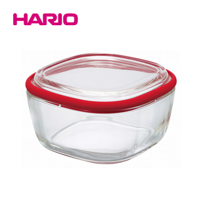 「公式」オールガラスの角型保存容器。　CWK-M-R  HARIO（ハリオ）