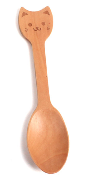 木製　ナチュラル 　カワイネコ　 子供　スプーン