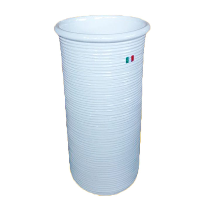 【イタリア製】　陶器かさ立て　ホワイト（縞模様） （KPO/96-ST57W）