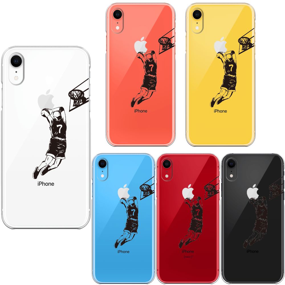 iPhoneXR ワイヤレス充電対応 ハード クリア 透明 ケース バスケットボール ダンクシュート ３