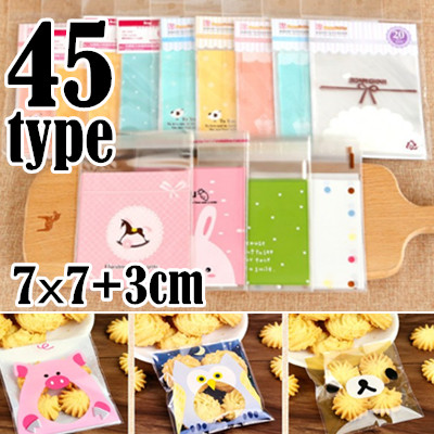 BLHW150138◆即納あり◆【7x7+3cm】100枚入り 45type シール付き OPP袋 クリアパック