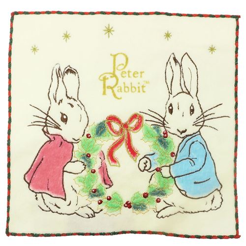 【ハンドタオル】ピーターラビット 刺繍ハンドタオル/クリスマスリース