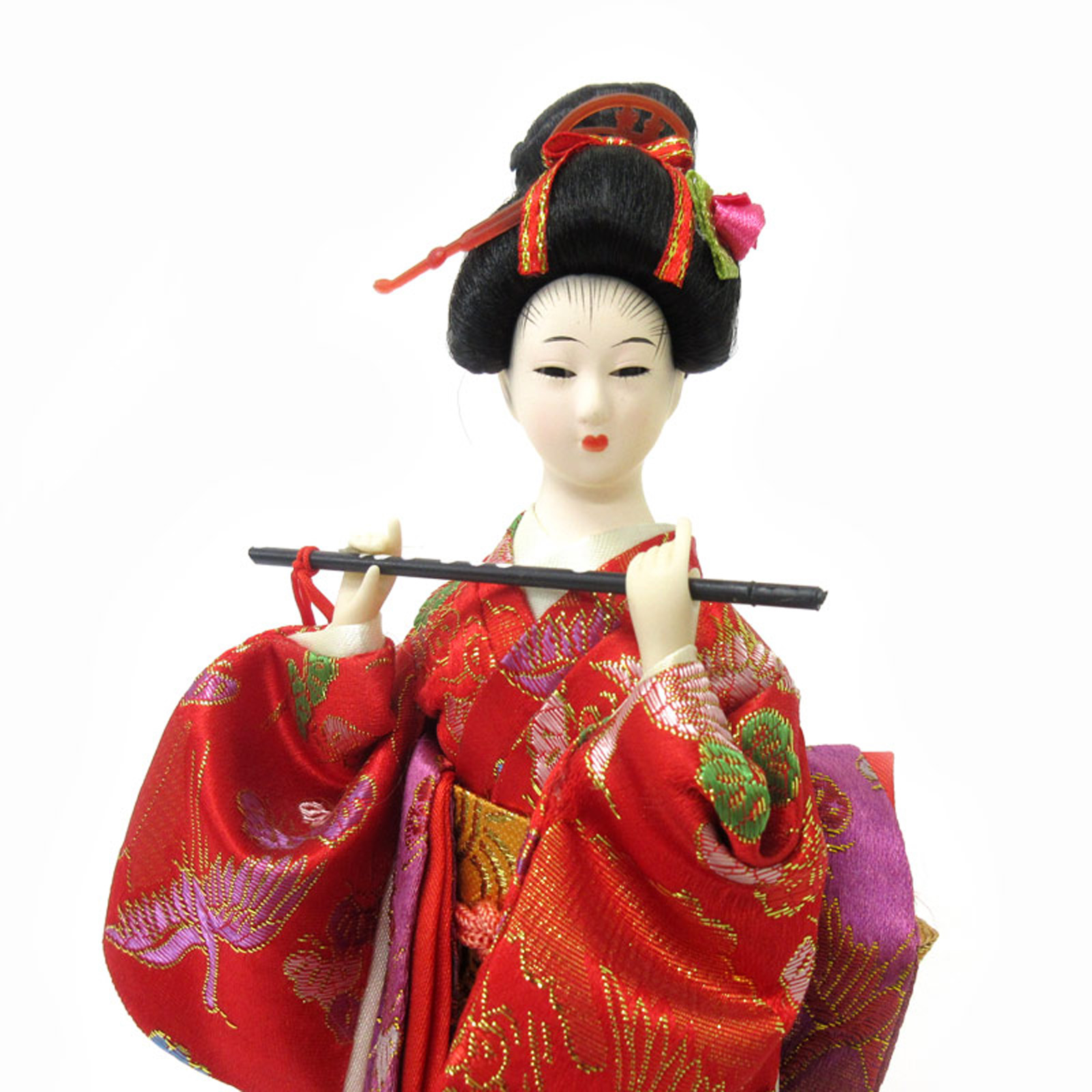 日本人形 笛を持つ舞妓 和雑貨・人形＞伝統工芸 着物 9インチ みやび人形 日本人形 笛 No.303