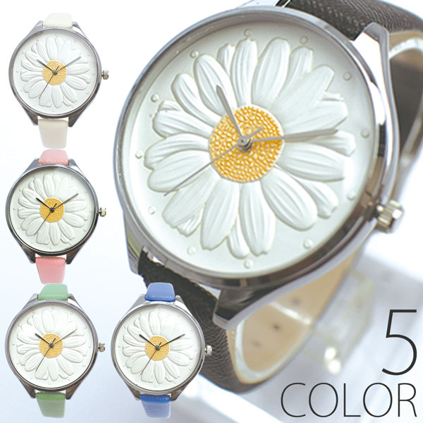 大きな一輪の花の文字盤がかわいいデザインウォッチ フラワー SPST026 レディース腕時計