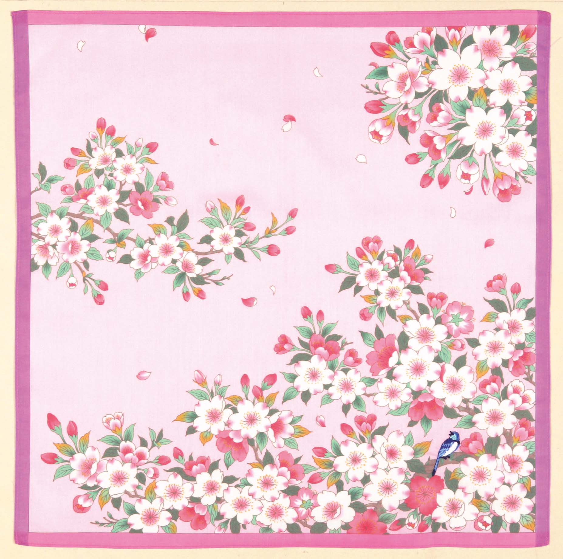 【ご紹介します！安心の日本製！花柄が美しい！en.gawa. 刺繍ハンカチ】桜　ピンク