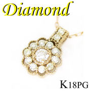 1-1709-07013 RDS  ◆ K18 ピンクゴールド フラワー ペンダント＆ネックレス ダイヤモンド 0.10ct
