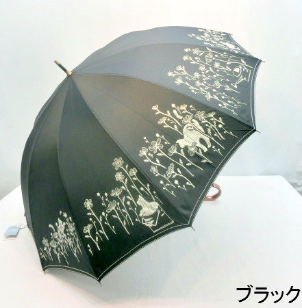【雨傘】【長傘】和風12本骨8駒花＆猫柄連続プリント軽量ジャンプ傘