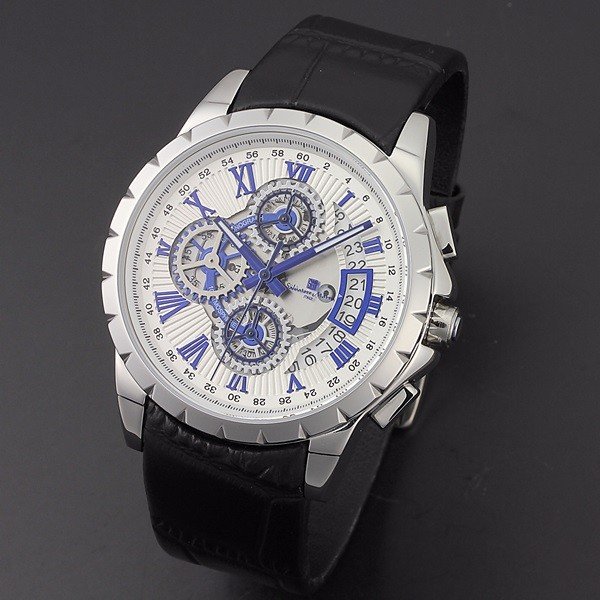 正規品SalvatoreMarra腕時計サルバトーレマーラ SM13119S-SSWHBL クロノグラフ 革ベルト メンズ腕時計