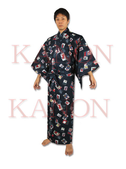 紳士浴衣 メンズ浴衣 彩り 花札 紺 アパレル Kanon 花乃音 問屋 仕入れ 卸 卸売の専門 仕入れならnetsea