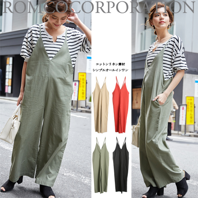 【2019春夏新作】コットンリネン オールインワン【SALE PRICE】