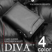 本革使用 カードスライダー付き L字ファスナー式縦型二つ折り財布 短財布 VH-2000 メンズ財布
