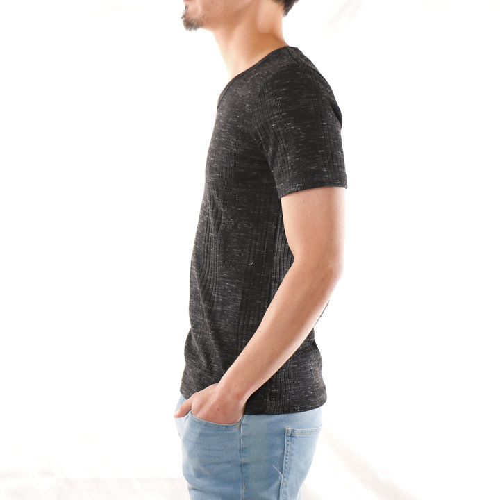 春夏新作 半袖tシャツ メンズ テレコ Vネック 杢 カットソー 杢 赤 白 黒 青 厚手 ランダムテレコ アパレル 佐藤正 株式会社 問屋 仕入れ 卸 卸売の専門 仕入れならnetsea