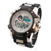 アナデジ HPFS612-SVWH アナログ&デジタル クロノグラフ 防水 ダイバーズウォッチ風メンズ腕時計