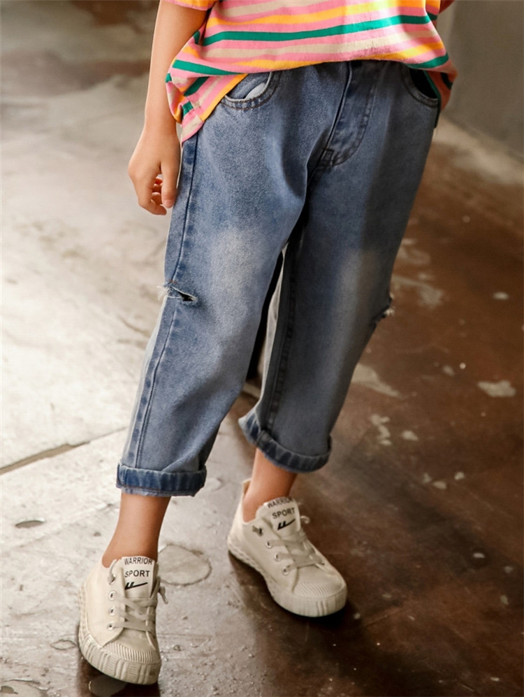 超人気ins話題 見なきゃ損する 華奢見え 子供服 女の子ファッション デニム 破れ ジーンズ アパレル オープンブリッジ 合同会社 問屋 仕入れ 卸 卸売の専門 仕入れならnetsea