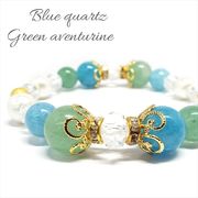 ブルークォーツ アベンチュリン パール ブレスレット《SION 天然石 パワーストーン》