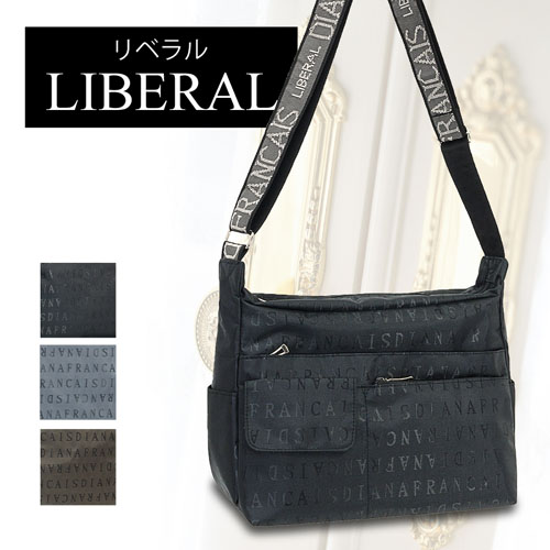 定番品！英字プリントがオシャレなショルダーバッグ【LIBERAL-リベラル-】レディース　鞄