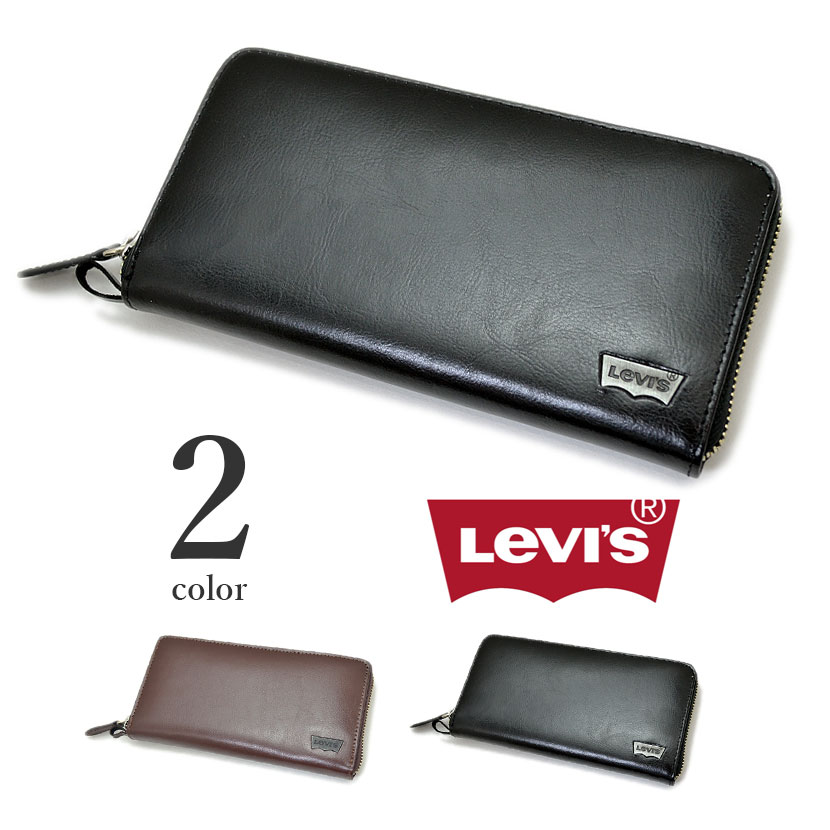 【全2色】 Levi's リーバイス ラウンドファスナー ウォレット 長財布 リアルレザー メンズ レディース