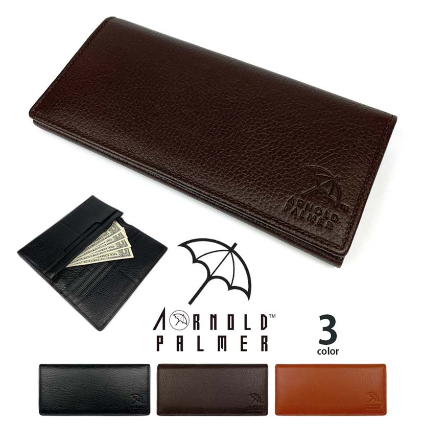 【全3色】 Arnold Palmer アーノルドパーマー リアルレザー ロングウォレット 二つ折り長財布