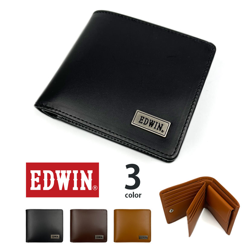 全3色】 EDWIN エドウイン ウォレット 中ベラ付二つ折り 財布