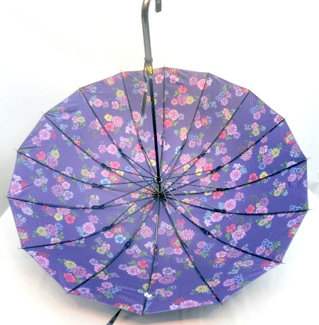 【雨傘】【長傘】つやつやサテン和風16本グラスファイバー骨表無地裏面柄手開き雨傘