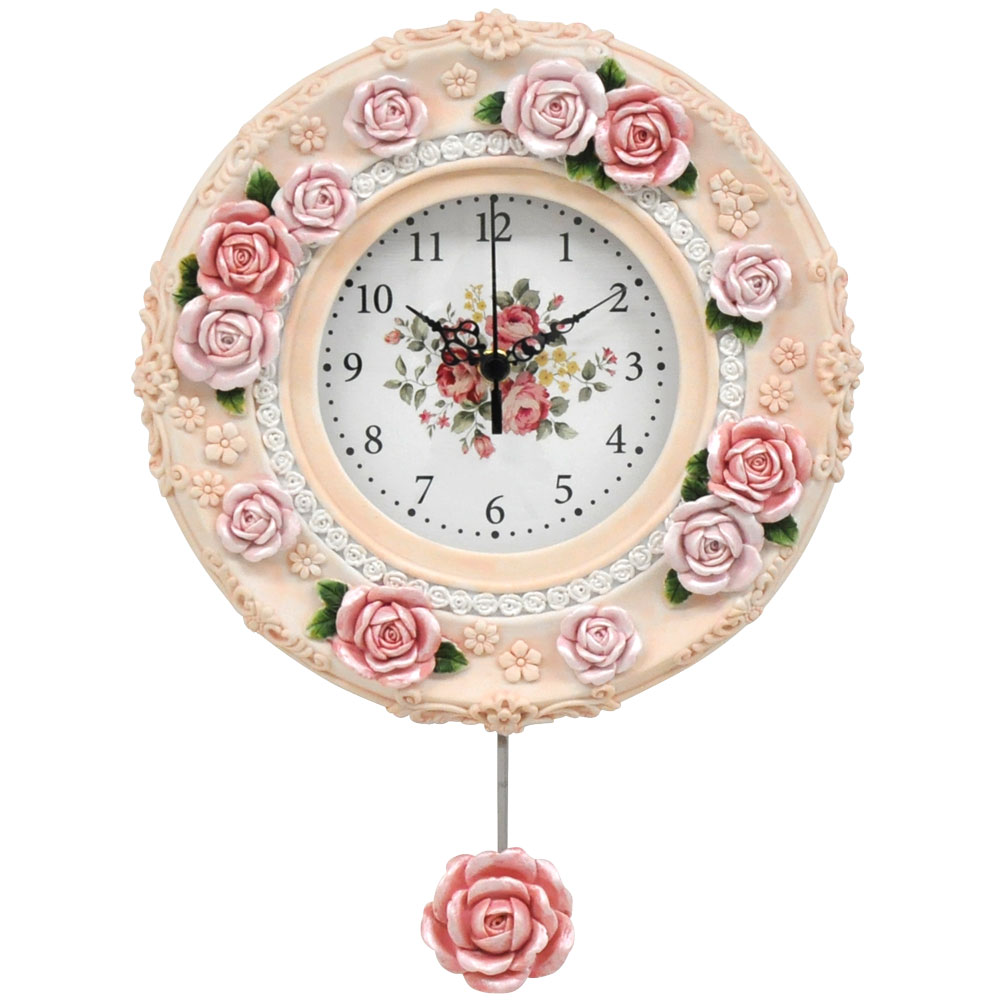 薔薇の花びらがちりばめられた素敵な時計！ローズ振子時計