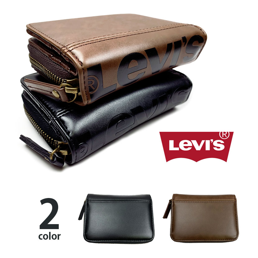 【全2色】 Levis リーバイス BIGロゴデザイン エコレザー 二つ折り財布 ウォレット