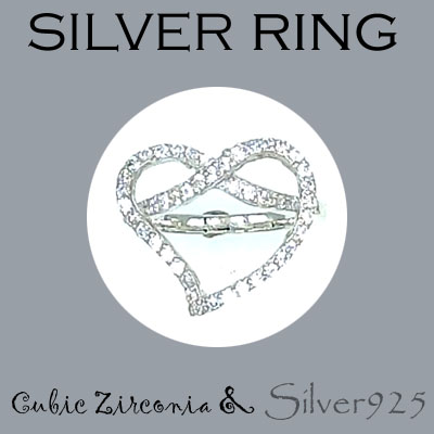 リング-10 / 1-2350 ◆ Silver925 シルバー デザイン リング ハート CZ