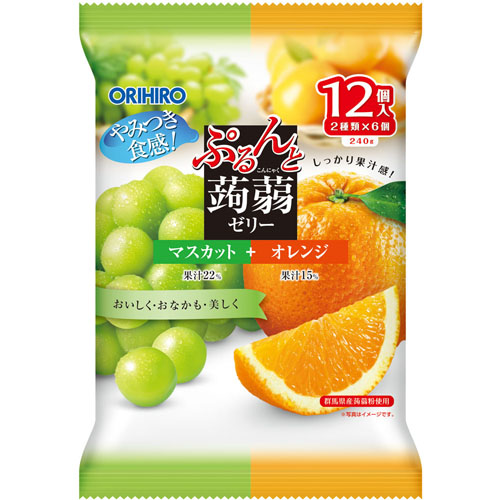 ぷるんと蒟蒻ゼリーパウチ マスカット＋オレンジ
