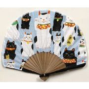 【ご紹介します！安心の日本製！洛花 マツモトヨーコ 扇子(扇子袋付き)】まねき猫