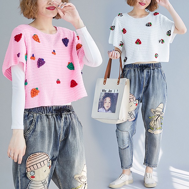 【秋冬新作】ファッションセーター♪ホワイト/ピンク2色展開◆