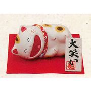 【新登場！日本製です！思わず笑顔になる大笑い猫！　ちぎり和紙大笑い猫(横寝)(3種)】プチ