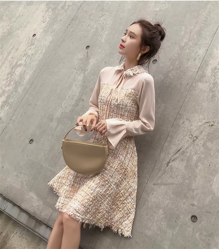 韓国ファッション 気質 ボウレット 大人気 ツイード ワンピース アパレル 株式会社 福音社 問屋 仕入れ 卸 卸売の専門 仕入れならnetsea