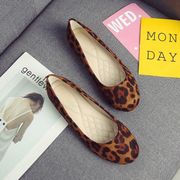シューズ　パンプス　靴　フラット　出掛け　柔らかい　レオパード　豹柄　韓国　ファッション