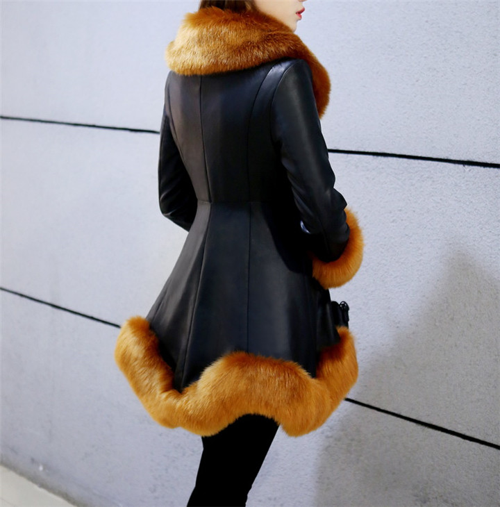 韓国ファッション　レディース　レザー　スリム コート
