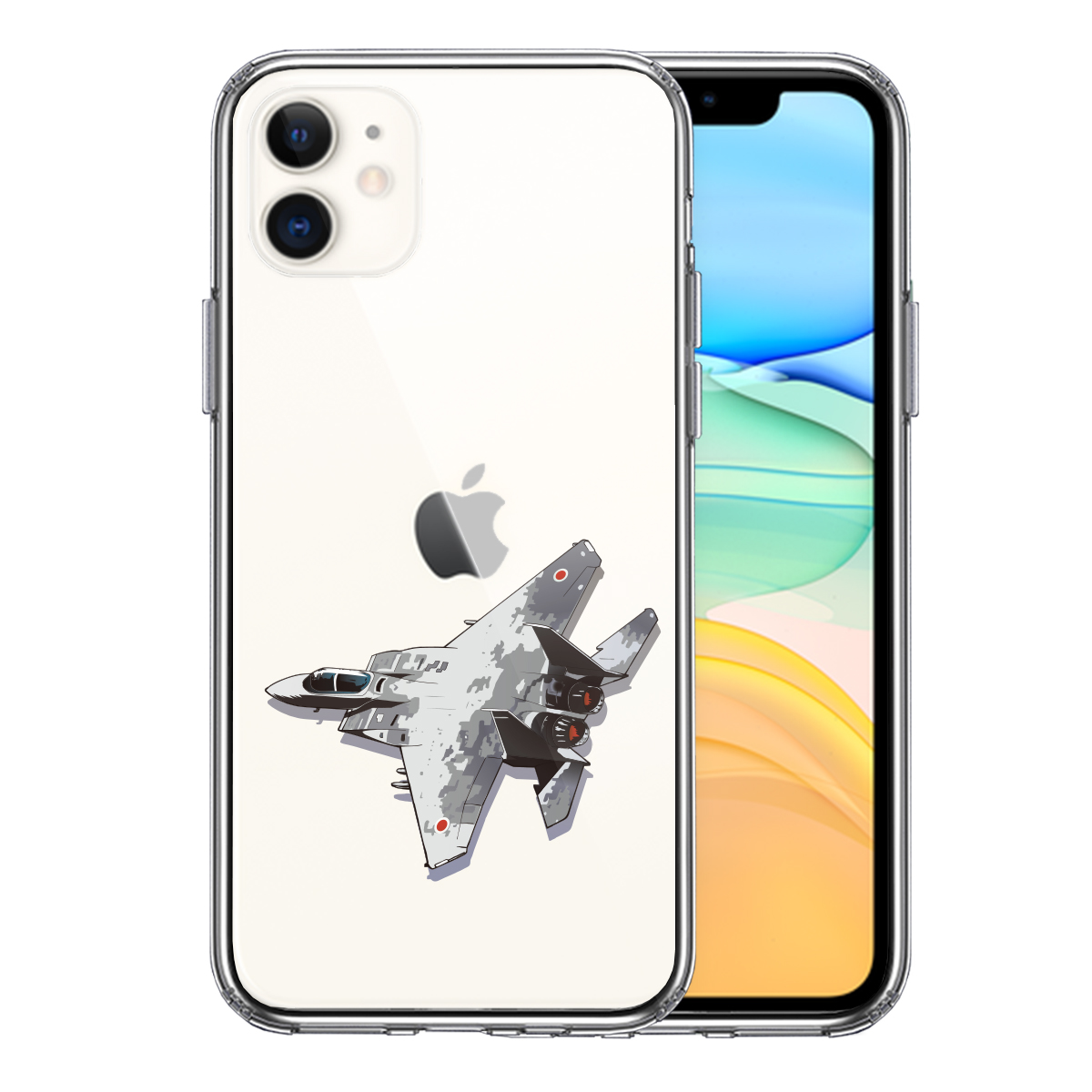 iPhone11 側面ソフト 背面ハード ハイブリッド クリア ケース 航空自衛隊 戦闘機 F-15J アグレッサー 1