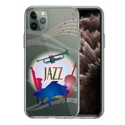 iPhone11pro  側面ソフト 背面ハード ハイブリッド クリア ケース カバー JAZZ 1　楽器 音符