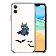iPhone11 側面ソフト 背面ハード ハイブリッド クリア ケース カバー 映画パロディ　蝙蝠男