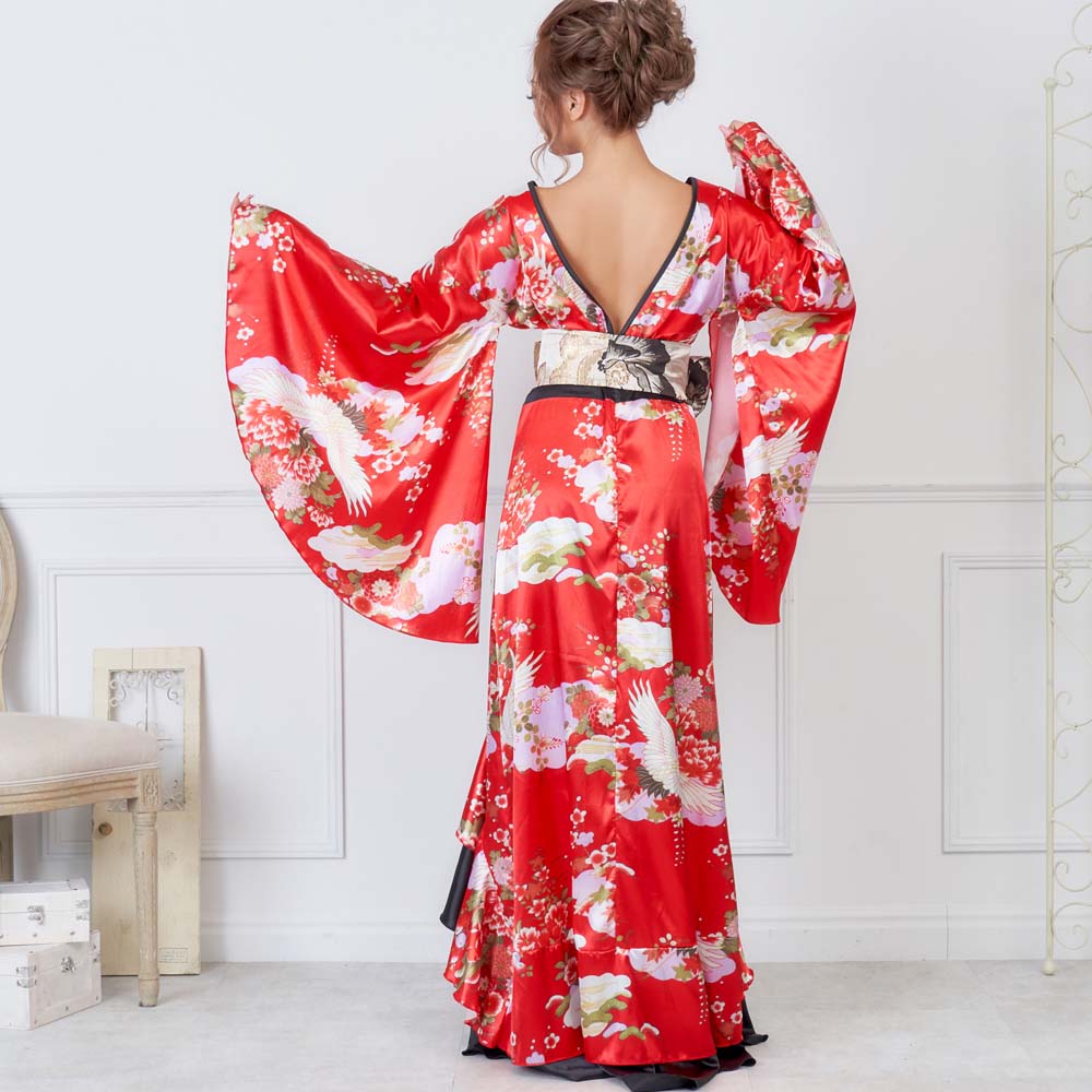 楽天市場】和柄サテン着物ロングドレス衣装 キャバドレス