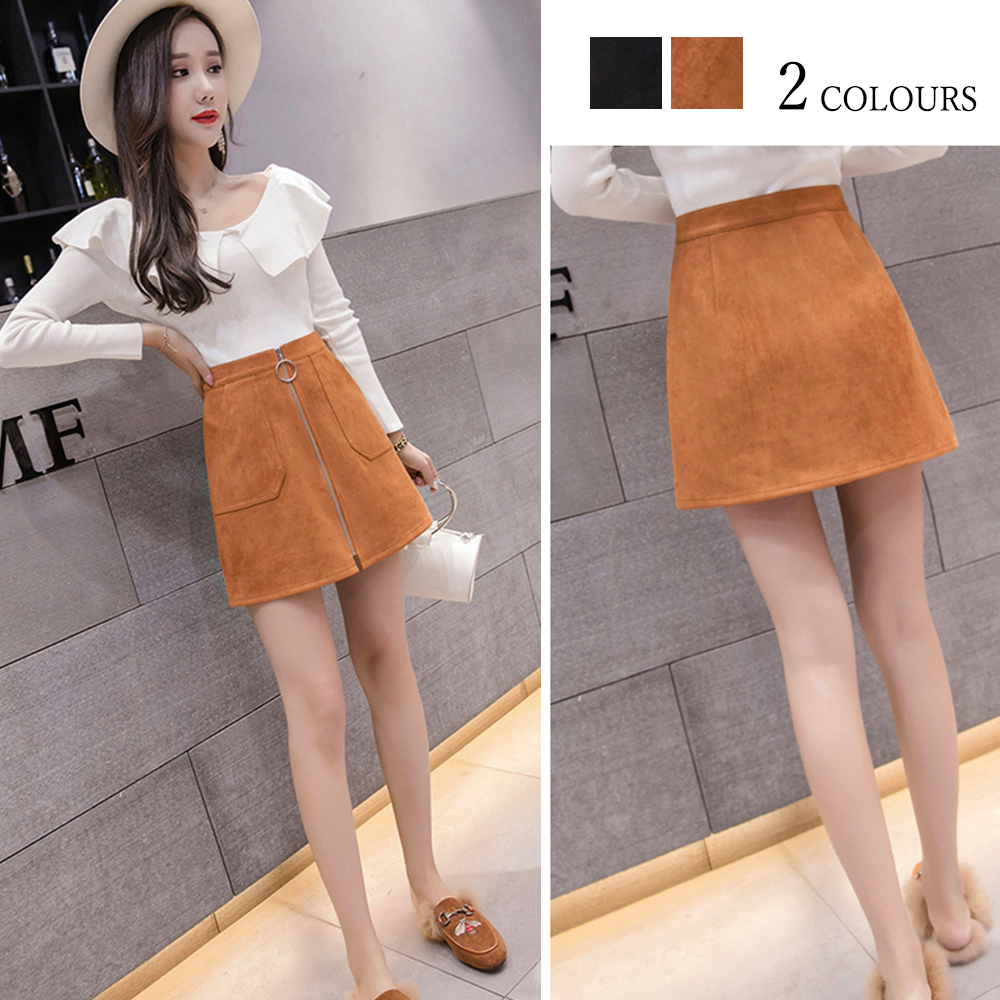 台形スカート レディース スエード調 スカート フロントジップ タイトスカート ミニ 即納 アパレル 盛煌商事 株式会社 問屋 仕入れ 卸 卸売の専門 仕入れならnetsea