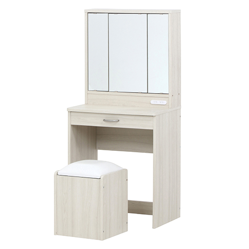 【新品・送料無料】メルル ドレッサー(三面鏡) スツール付き ブラウン 木目調 メルル ドレッサー(三面鏡) スツール付き WH木目調 | 卸売・ 問屋