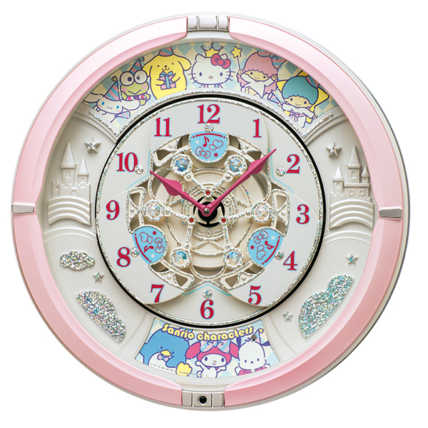 【新品取寄せ品】セイコー製 掛け時計 サンリオの人気キャラクターたちが大集合 CQ222P
