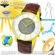 カボジョン1石天然ダイヤモンド付きソーラー電波紳士用腕時計JH-1895MGW